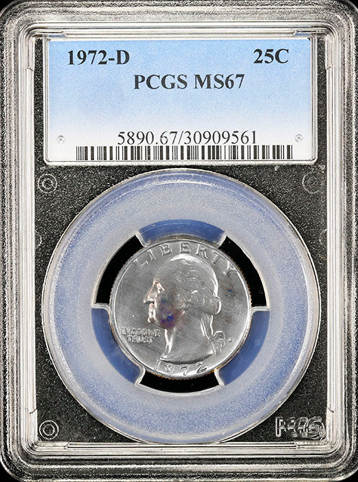 1972-d Washington Quarter certified PCGS Mint State 67