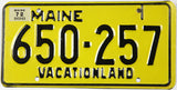 Classic 1972 Maine car license plate in excellent condition