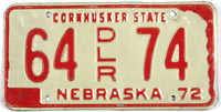 classic 1972 Nebraska dealer license plate grading good plus with bends