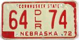 classic 1972 Nebraska dealer license plate grading good plus with bends