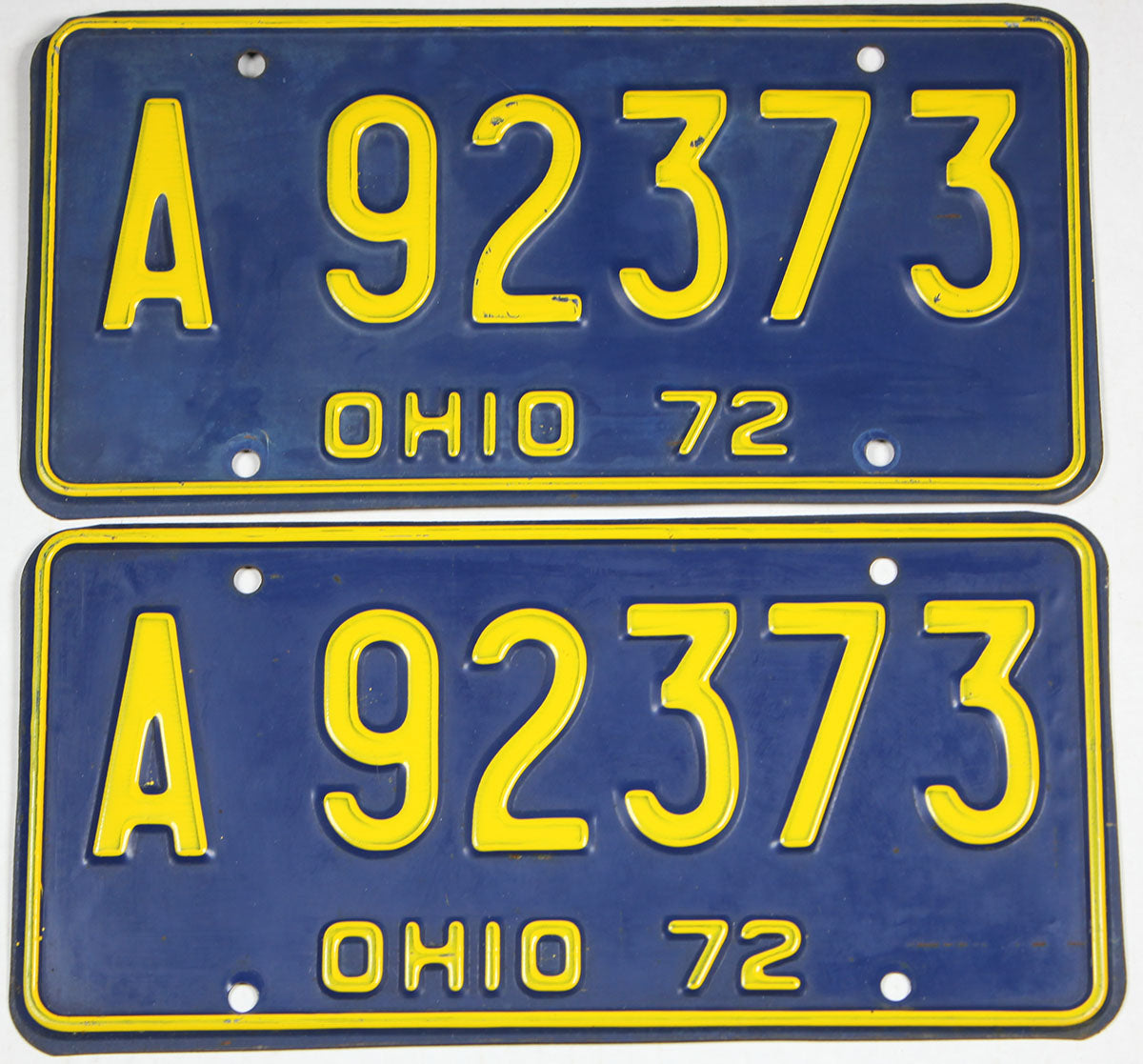 classic pair of 1972 Ohio car license plates grading very good