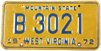 vintage 1972 West Virginia truck license plate grading very good