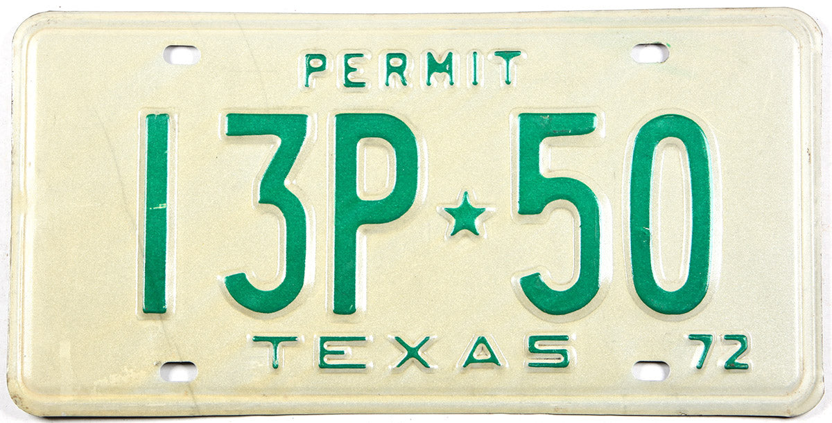 Classic 1972 Texas oil driller permit license plate grading excellent minus