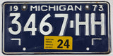 A 1973 Michigan weighted truck License Plate for sale by Brandywine General Store in very good plus condition