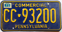 A classic 1973 Pennsylvania commercial license plate for sale by Brandywine General Store in very good condition
