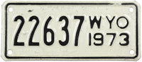 A classic 1973 Wyoming motorcycle license plate for sale by Brandywine General Store County #2
