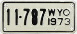 A classic 1973 Wyoming motorcycle license plate for sale by Brandywine General Store County #11