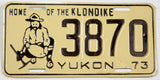 A 1973 Yukon passenger car license plate for sale at Brandywine General Store in excellent minus condition