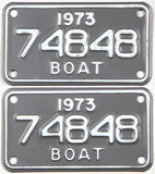 Classic pair 1973 Michigan boat license plates excellent condition with wrapper