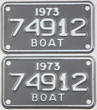 Classic pair 1973 Michigan boat license plates excellent condition with wrapper