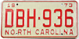 classic 1973 North Carolina car license plate grading excellent