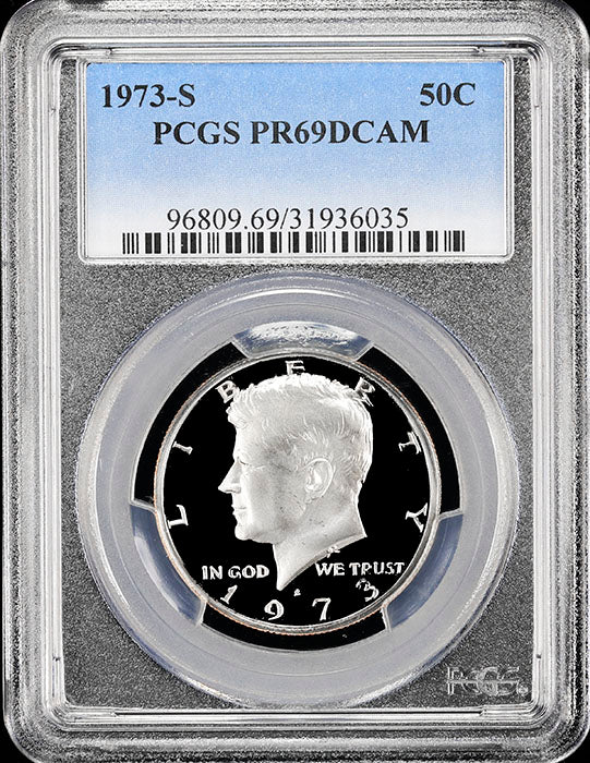 1973-s Kennedy half dollar graded proof 69 deep cameo by PCGS