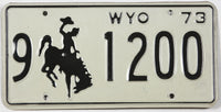 vintage 1973 Wyoming car license plate in very good plus condition