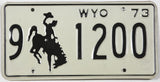vintage 1973 Wyoming car license plate in very good plus condition