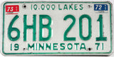 1973 Minnesota single license plate