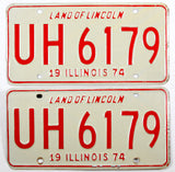 A pair of classic 1974 Illinois Car license plates for sale by Brandywine General Store in very good plus condition
