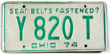 A classic single 1974 Ohio car license plate for sale by Brandywine General Store in very good condition