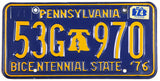 A classic 1974 Pennsylvania Car License Plate for sale by Brandywine General Store in excellent minus condition