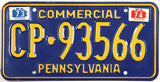 A classic 1974 Pennsylvania commercial license plate for sale by Brandywine General Store. in excellent condition