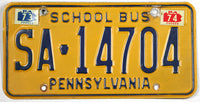 A 1974 Pennsylvania School Bus License Plate for sale by Brandywine General Store in very good condition