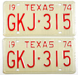 1974 Texas Automobile License Plates