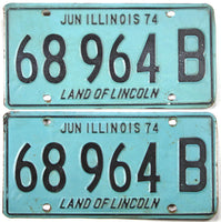 pair of 1974 Illinois truck license plates in very good minus condition