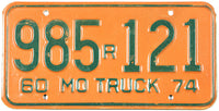 classic 1974 Missouri replacement truck license plate grading very good plus