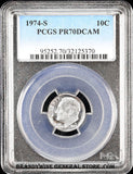 1974-s Roosevelt Dime certified perfect Proof 70 Deep Cameo by PCGS