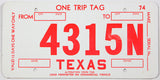 Classic 1974 Texas one trip tag grading very good plus