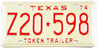 classic 1974 Texas token trailer license plate grading excellent