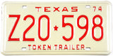 classic 1974 Texas token trailer license plate grading excellent