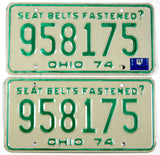 A pair of classic 1975 Ohio car license plates for sale by Brandywine General Store in excellent minus condition