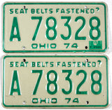 A pair of classic 1975 Ohio car license plates for sale by Brandywine General Store in excellent minus condition