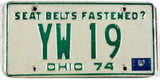 A classic single 1975 Ohio car license plate for sale by Brandywine General Store in very good plus condition