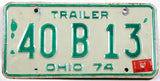 A classic 1975 Ohio trailer license plate for sale by Brandywine General Store in very good plus condition
