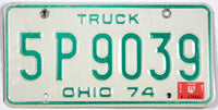 A classic 1975 single Ohio truck license plate for sale by Brandywine General Store in very good plus condition