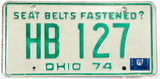 A classic single 1975 Ohio car license plate for sale by Brandywine General Store in very good plus condition