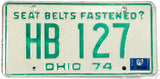 A classic single 1975 Ohio car license plate for sale by Brandywine General Store in very good plus condition
