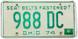 A classic single 1975 Ohio car license plate for sale by Brandywine General Store in very good plus condition