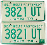 A pair of classic 1975 Ohio car license plates for sale by Brandywine General Store in very good plus condition