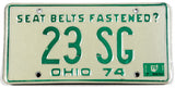 A classic single 1975 Ohio car license plate for sale by Brandywine General Store in very good plus condition