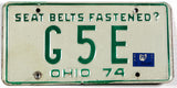 A classic single 1975 Ohio car license plate for sale by Brandywine General Store in very good condition