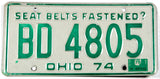 A classic single 1975 Ohio car license plate for sale by Brandywine General Store in very good plus condition