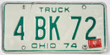 A classic 1975 single Ohio truck license plate for sale by Brandywine General Store in very good plus condition