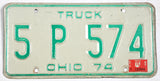 A classic 1975 single Ohio truck license plate for sale by Brandywine General Store in very good plus condition