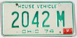 A classic 1975 Ohio House Vehicle license plate for sale by Brandywine General Store in excellent minus condition
