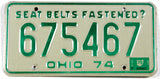 A classic single 1975 Ohio car license plate for sale by Brandywine General Store in excellent minus condition