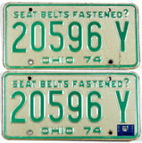 A pair of classic 1975 Ohio car license plates for sale by Brandywine General Store in very good condition