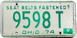 A classic single 1975 Ohio car license plate for sale by Brandywine General Store in very minus condition