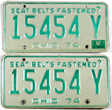 A pair of classic 1975 Ohio car license plates for sale by Brandywine General Store in very good minus condition